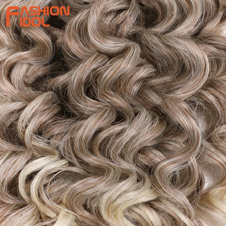 FASHION IDOL 300g 3pcs Wig Passion Twist Braiding Hair Wigs Synthetic 12 Inch Crochet Hair Ombre Blonde Afro Kinky Curly Hair Extensions and Accessories