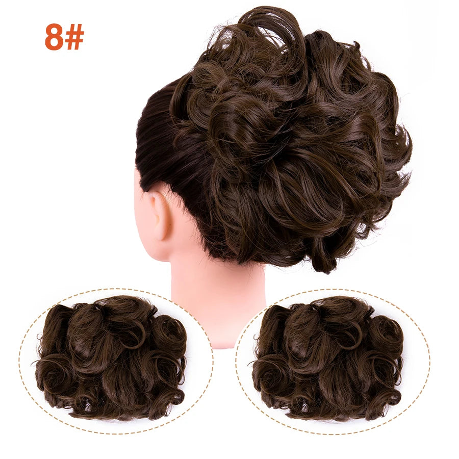 Leeons Syntheic Chignon Hair Wigs piece Curly Bun Hair Extensions and Accessories Scrunchie Updo Hair Pieces Combs In Messy Bun Hair Piece For Women Wig