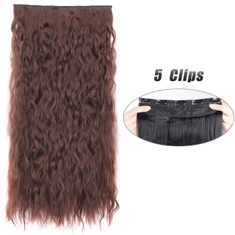 Synthetic Wig 5 Clip In Hair Accessories and Extensions Long Straight Wigs Hair Style Hairpiece Black Brown Blonde 80CM Natural Fake Hair For Women