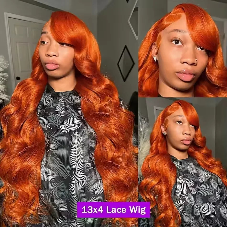 30 Inch Ginger 13x6 Hd Lace Front Human Hair Wig 13x4 Hd Lace Frontal Orange Ginger Colored Body Wave Human Hair Wigs for Women