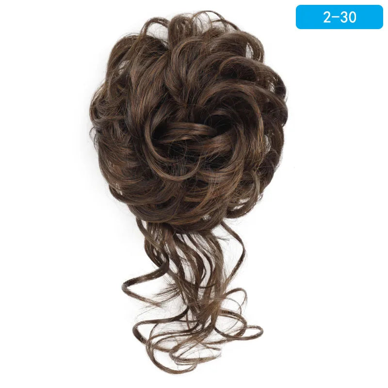 AZQUEEN Messy Bun Hair Extension Synthetic Elastic Band Curly Wave Chignon Scrunchies Donut Updo Hairpiece For Women