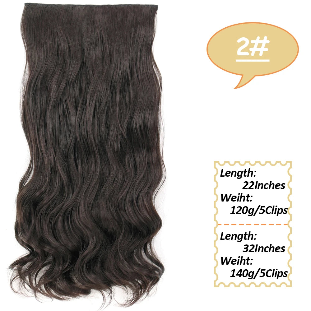 NICESY Synthetic Long Wavy 5 Clips Hair Extensions 22Inch/32Inch Clip On Hair Extensions High Tempreture Fake For Women