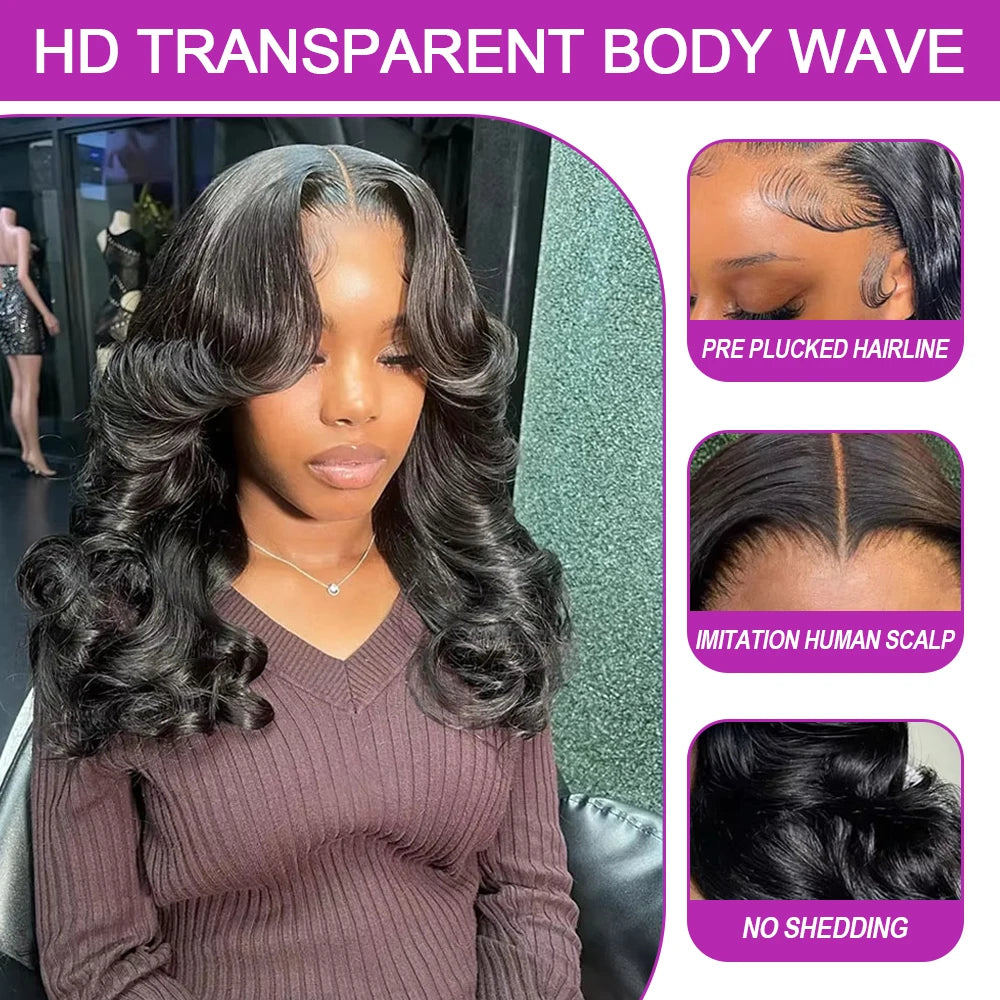 Wig Body Wave Short Bob 13x6 Transparent Lace Front Human Hair Wigs Glueless 7x5 13x4 HD Pre-plucked Lace Frontal Wig For Women 250%