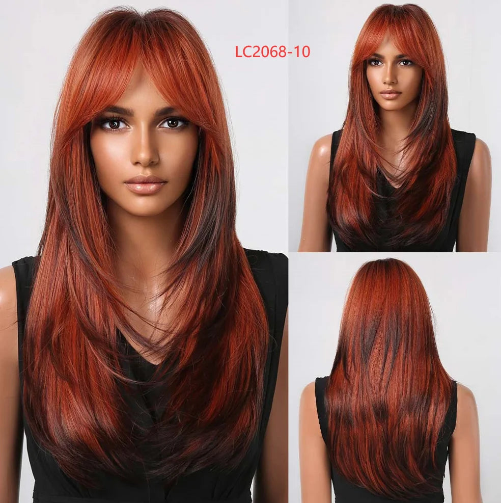 CharmSource Blonde Long Hair Natural Straight Wig Synthetic Wigs  for Women Daily Party High Density