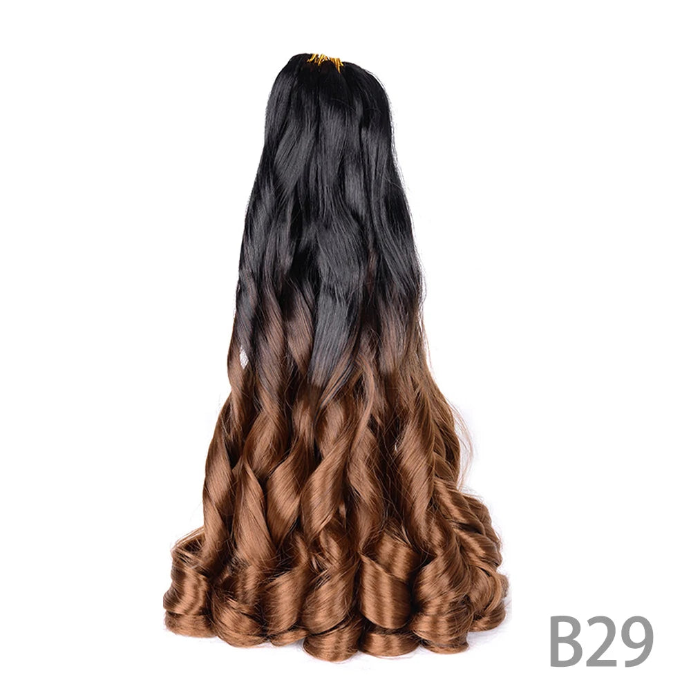 French Curly Braiding Hair Wigs Pre Stretched Bouncy Braiding Wig Hair Easy Braid Curl Braids, Lightweight Synthetic Wavy Hair Accessories and Extensions for Women