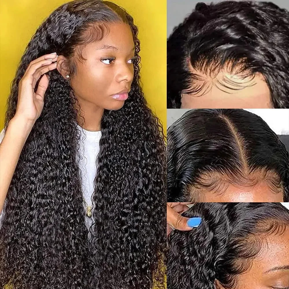 13x6 Wig Glueless 250 Density Brazilian Deep Wave Curly Hair Style Wigs HD Lace Frontal 100% Human Hair Wigs For Women Preplucked Best Hair Water Wig