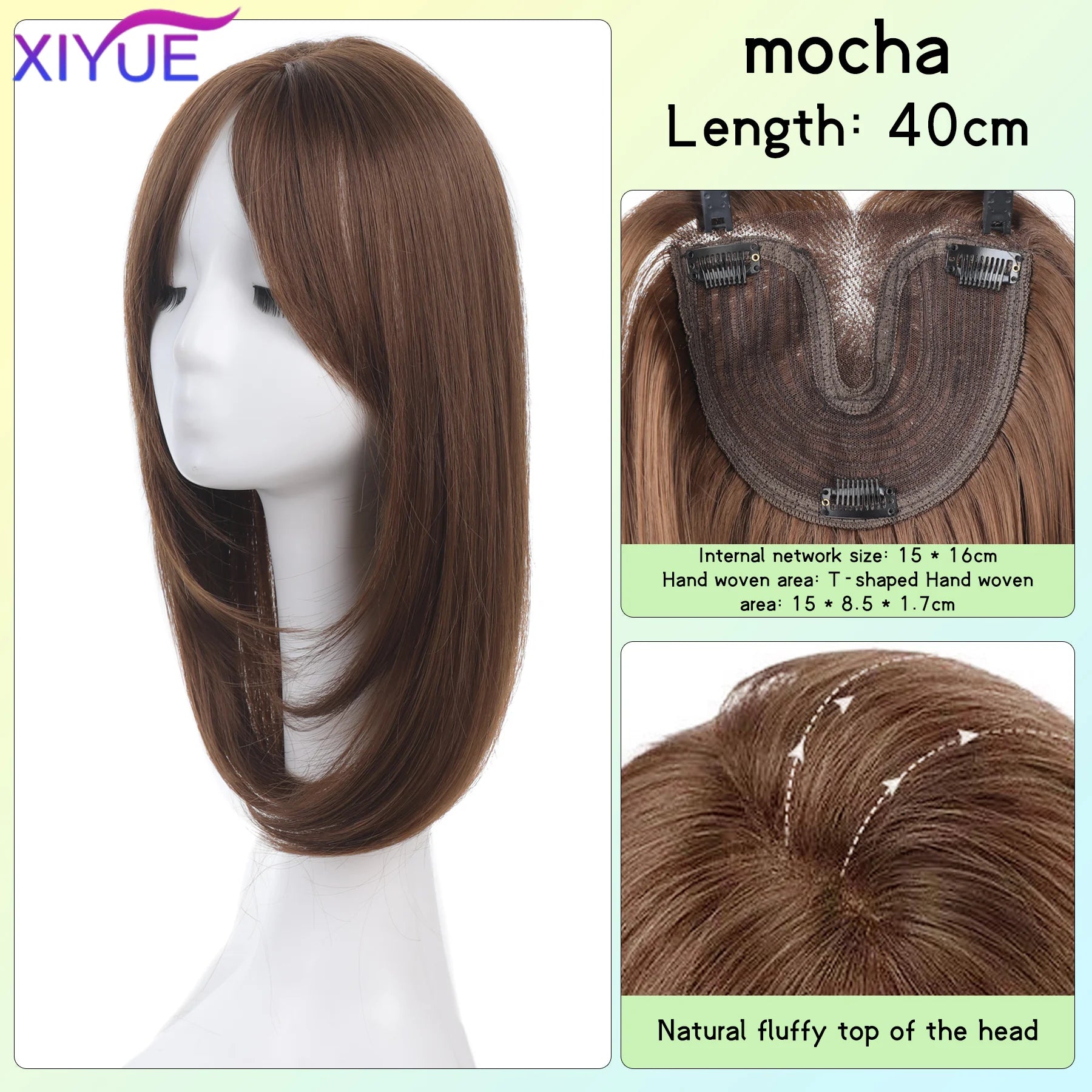 Synthetic Long Straight Layered Wigs Hair Clip in Hair Extensions and Accessories Natural Fluffy Head Top Fake Hair Piece with Bang Clip for Women Wig Daily Use