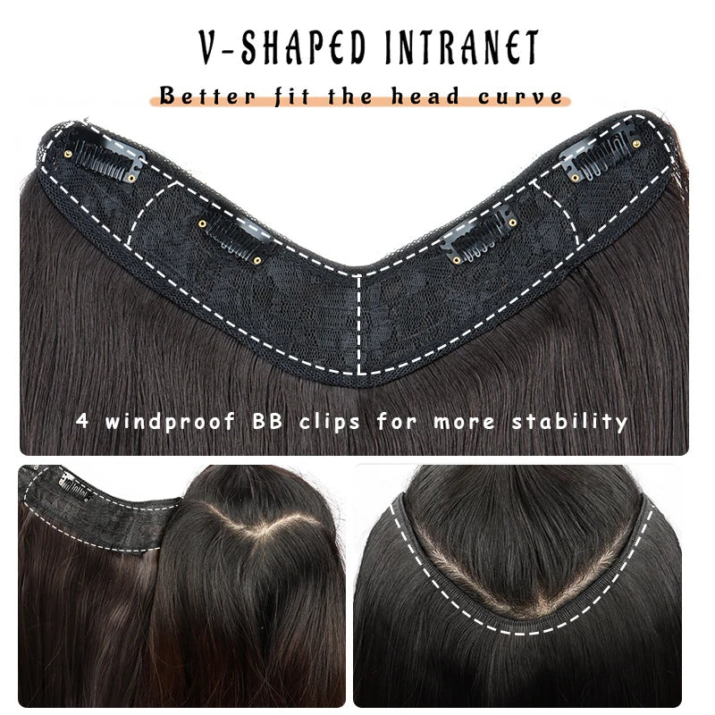 Wigs WIGSIN 22Inch Synthetic V-shaped Layered 4 Clips Long Straight Hair Extension and Accessories Fashion Invisible Hairpiece Wig for Women Daily Use