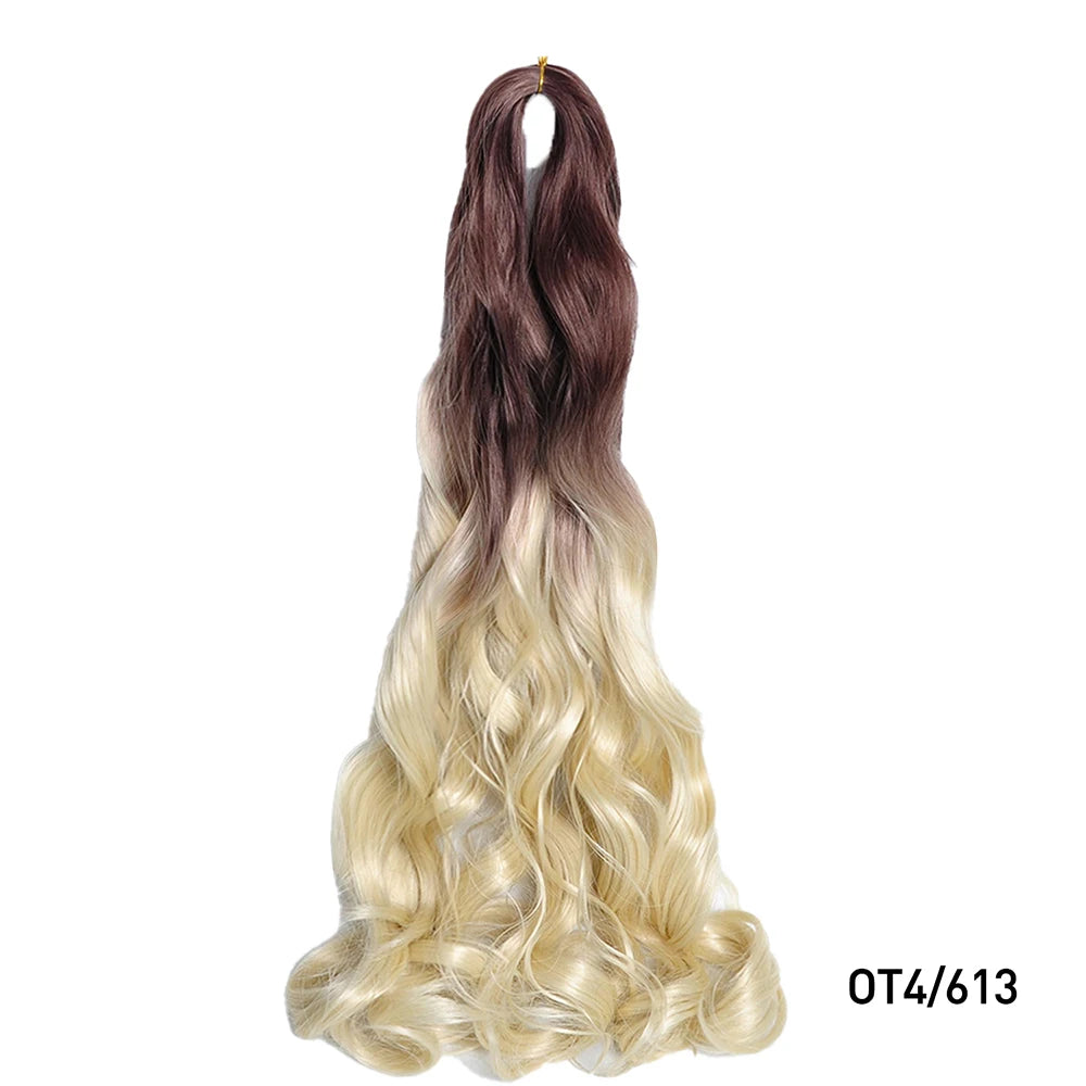 French Curly Braiding Hair Wigs Pre Stretched Bouncy Braiding Wig Hair Easy Braid Curl Braids, Lightweight Synthetic Wavy Hair Accessories and Extensions for Women