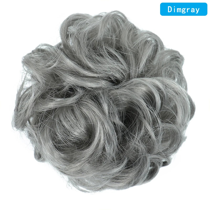 AZQUEEN Messy Bun Hair Extension Synthetic Elastic Band Curly Wave Chignon Scrunchies Donut Updo Hairpiece For Women