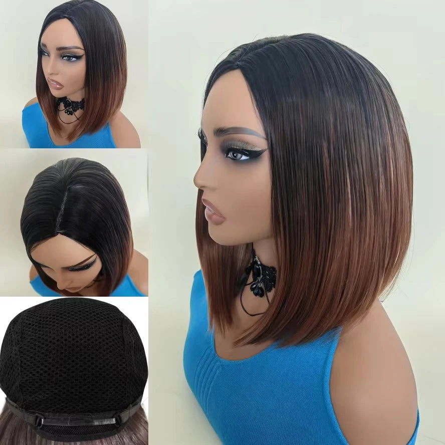 Blond mix Wig BoBo Head New Chemical Fiber Headgear Synthetic Hair Wigs  for Woman Hair Style