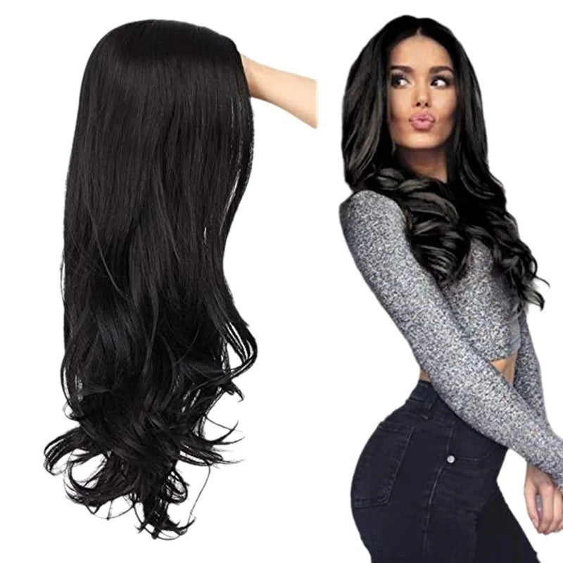 Black Color Long-Lasting Synthetic Wig for Women of Hair Wigs Extension and Accessories
