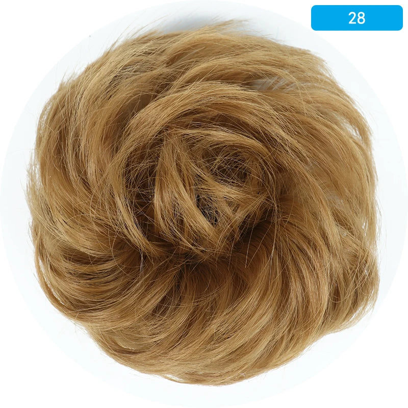 AZQUEEN Messy Bun Hair Extension Synthetic Elastic Band Curly Wave Chignon Scrunchies Donut Updo Hairpiece For Women