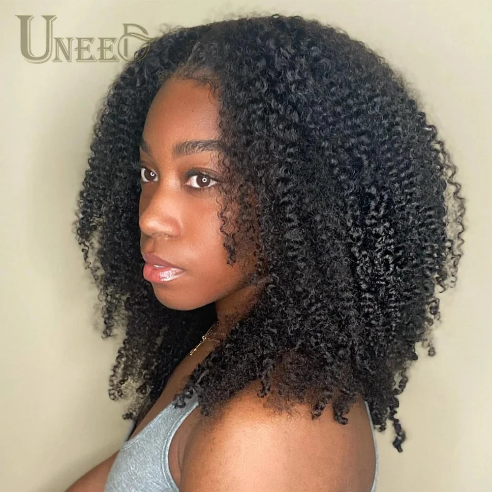 Mongolian Kinky Curly Wig Human Hair 13x4 Curly Lace Front Human Hair Wigs Hair Kinky Curly Lace Closure Wig For Women 180 Density