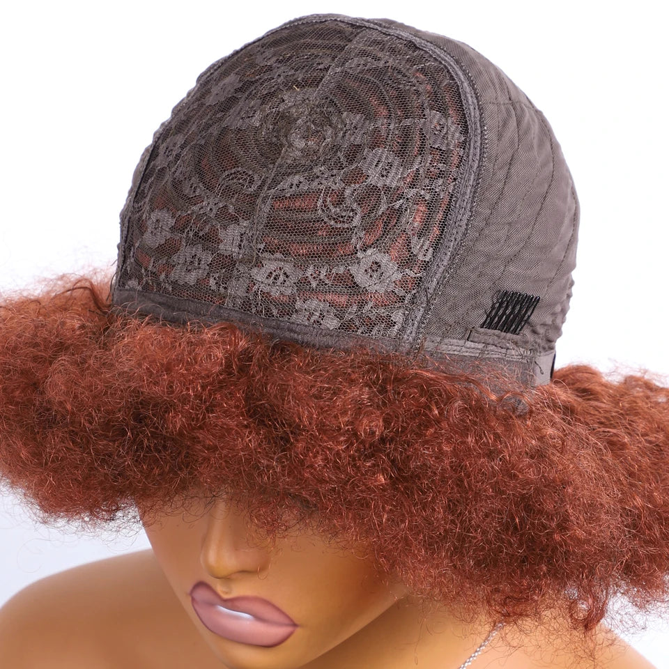 Sleek Brown Colored Human Hair Style Wigs For Women 14 Inch Wigs Short Afro Kinky Bulk Wigs 100% Real Brazilian Natural Real Wigs