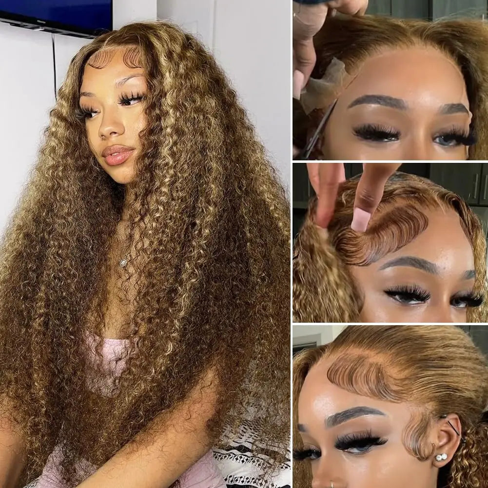 Highlight Deep Wave 4/27 Lace Front Wig Human Hair Wigs 13x6 13x4 HD Lace Frontal Wig 1B/30 Colored Ombre Honey Blonde Human Hair Style Wigs