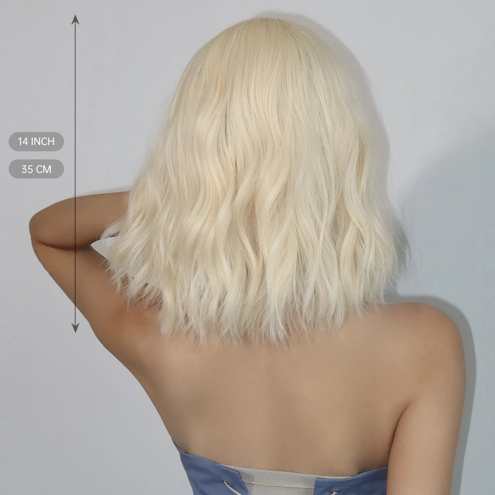 Blonde Short Curly Bob Synthetic Wig with Bangs Platium Golden Lolita Cosplay Wigs for Women Daily Party Cosplay Heat Resistant of Hair Wigs