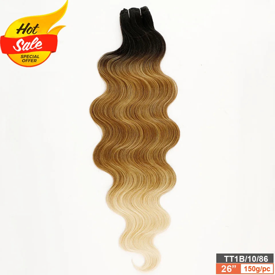 30Inches 200Grams Wig Magicae Rainbow Brown Brazilian Body Wave Bundles Colored Blond 27/613 Natural High Temperature Synthetic Hair Style Wigs