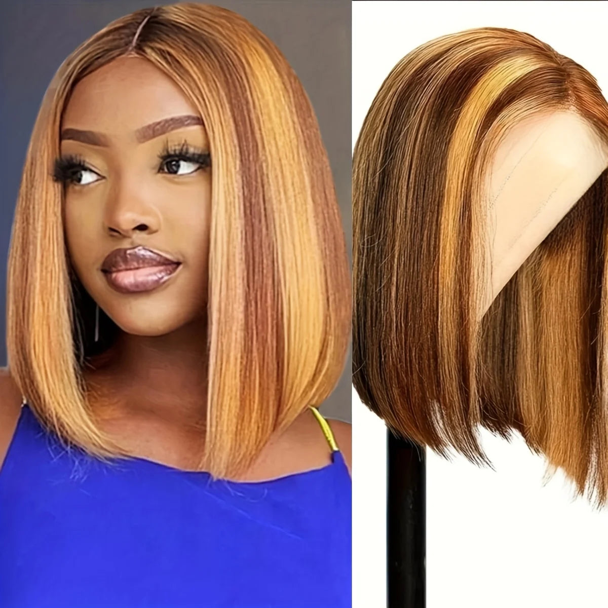 Short bob wig, medium-parted styling, heat-resistant synthetic fiber, women's daily Hair Wigs Extension and Accessories