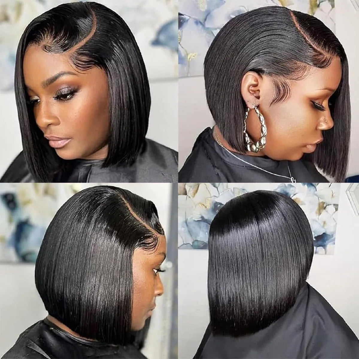 200% Density 13x4 Short Wig Bob Straight Brazilian Remy Hair Wigs HD Transparent Lace Full Lace Frontal Hair Style 4x4 5x5 Closure Wig 2x6 Lace