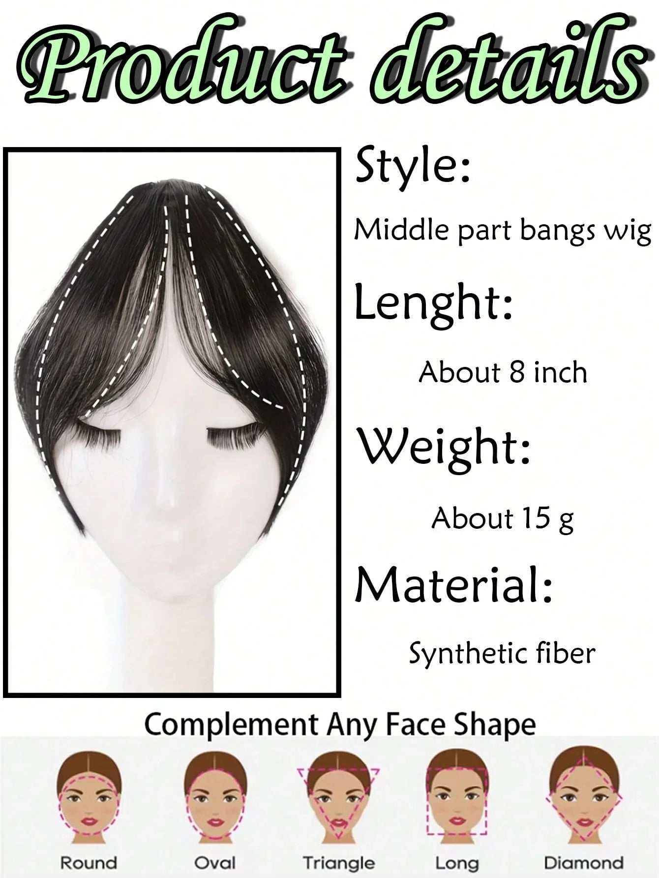 Synthesis Wig Middle-Part Bangs Hair Accessories and Extensions Clip In Forehead Natural Seamless French Oblique Bangs Eight-Character Bangs Hair Wigs within Hair Style