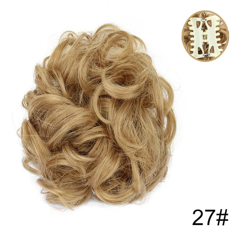 Synthetic Messy Wigs Bun Hair Chignon Updo Claw Clip Hair Extension and Accessories Short Curly Wavy Black Blonde Hairpiece for Women of Hair Wig