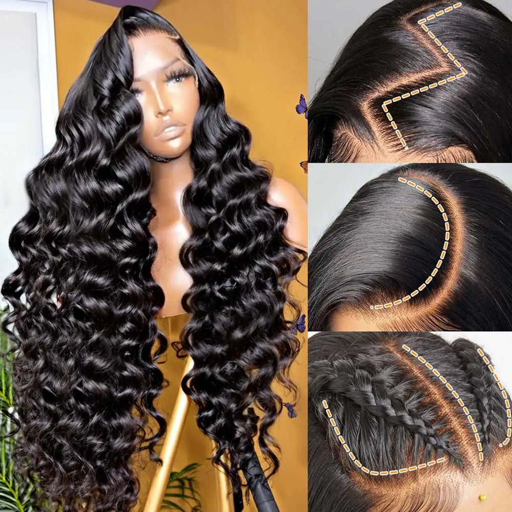 13x6 Wig HD Lace Loose Deep Wave Frontal Hair Style Wigs 40 42 Inch Deep Curly Lace Front Human Hair Wigs Preplucked Glueless Wig Human Hair