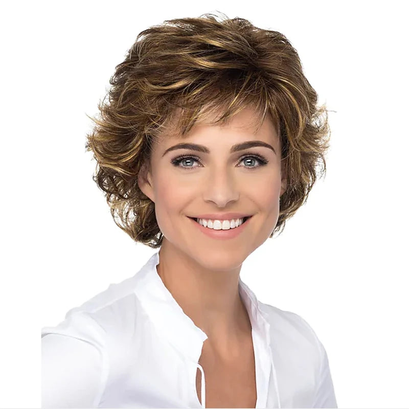 HAIRJOY Synthetic Hair Wigs Women Classic Short Wig Layers Curly Grey Wigs Hair Style for Women