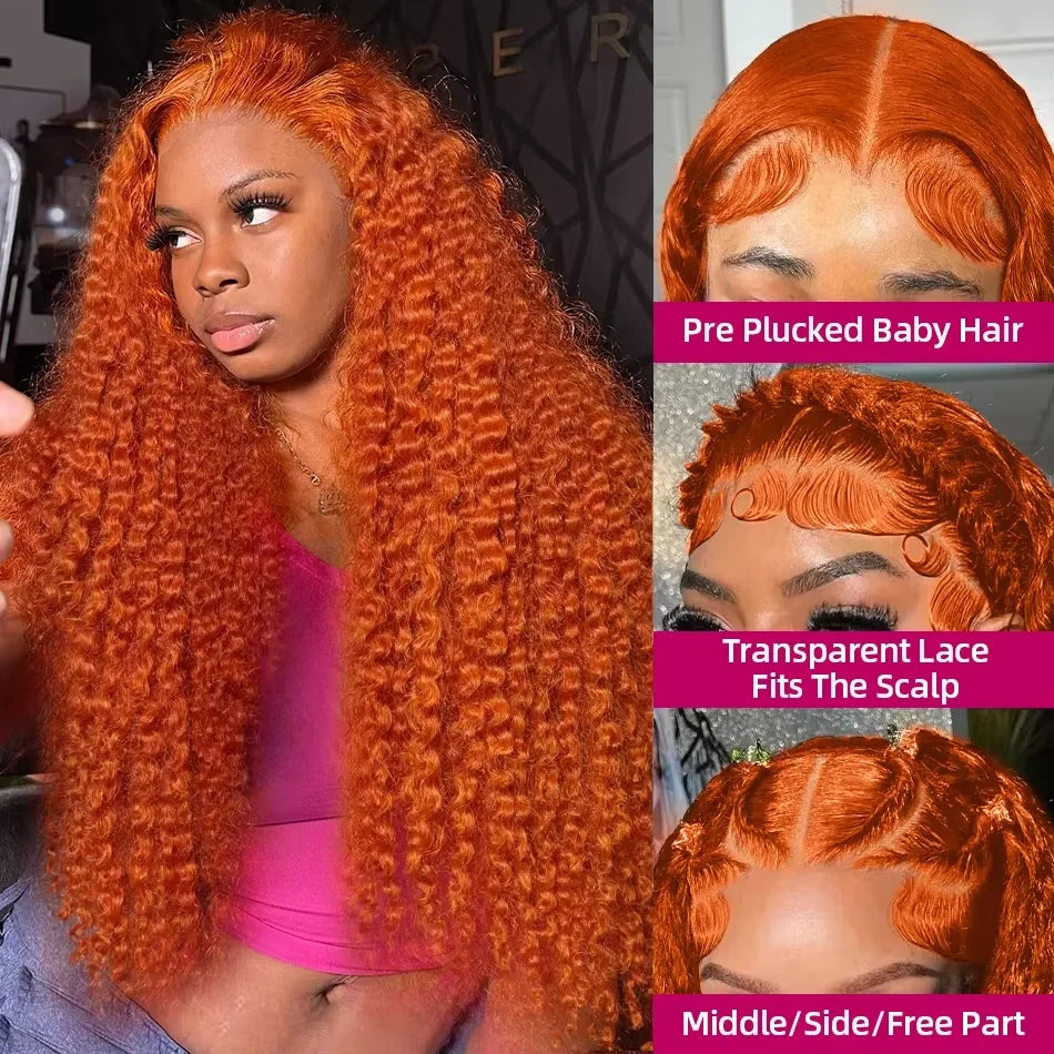 30 Inches Ginger Orange Deep Wave 13x6 HD Lace Frontal Wig Human Hair Curly Human Hair Wig 350 Colored 13x4 Lace Front Wigs