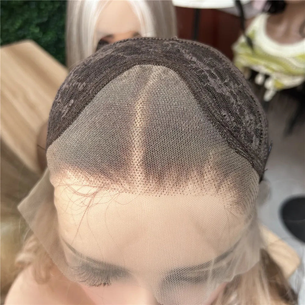 High Heat Fibre Realistic Lace Top Wig Warm Blonde Highlights HD Lace Front Hair Style Wigs for Women Hair Loss 13x4 Glueless Long Wavy Wigs