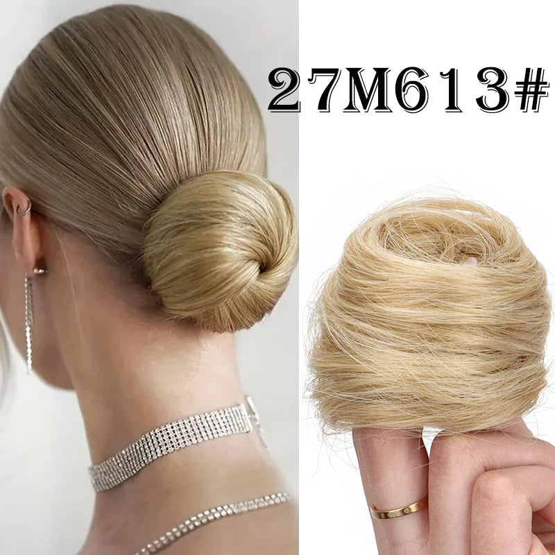 WIGSIN Synthetic Messy Dount Hair Wigs Buns Updo Chignon With Elastic Hair Extension and Accessories for Women Daily Lazy Wigs Hair Accessories