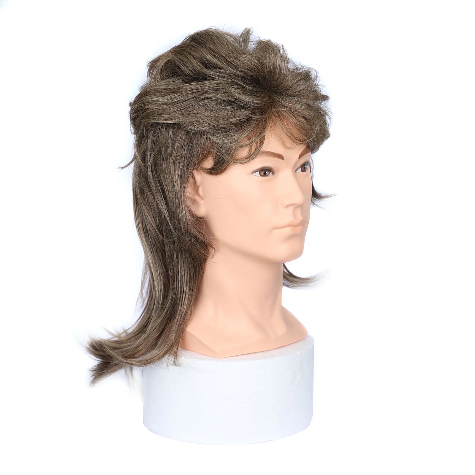 Hair Wigs Vintage 80s Mullet Wig for Men Unisex Curly Permed Black Brown Synthetic Hairpiece for Cosplay Party Women Daily Use