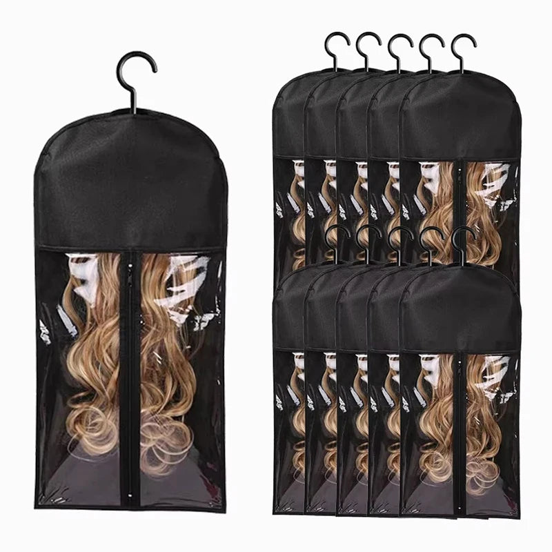 Wig Storage Bag With Hanger Holder Case Hair Wigs Pouch Water Dust-Proof Organizer Protect For Professional Hair Extensions and Accessories
