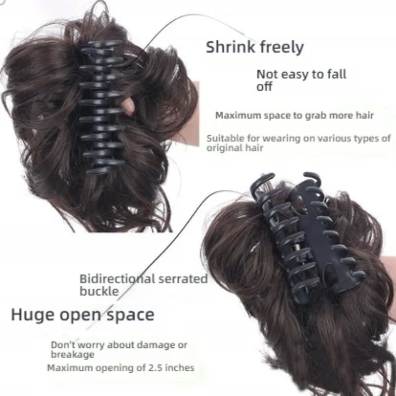 WIGSIN Synthetic Messy Bun Wig Extension and Accessories Claw Clip in Hair Wigs Piece Hair Buns Short Curly Hair for Women Daily Use