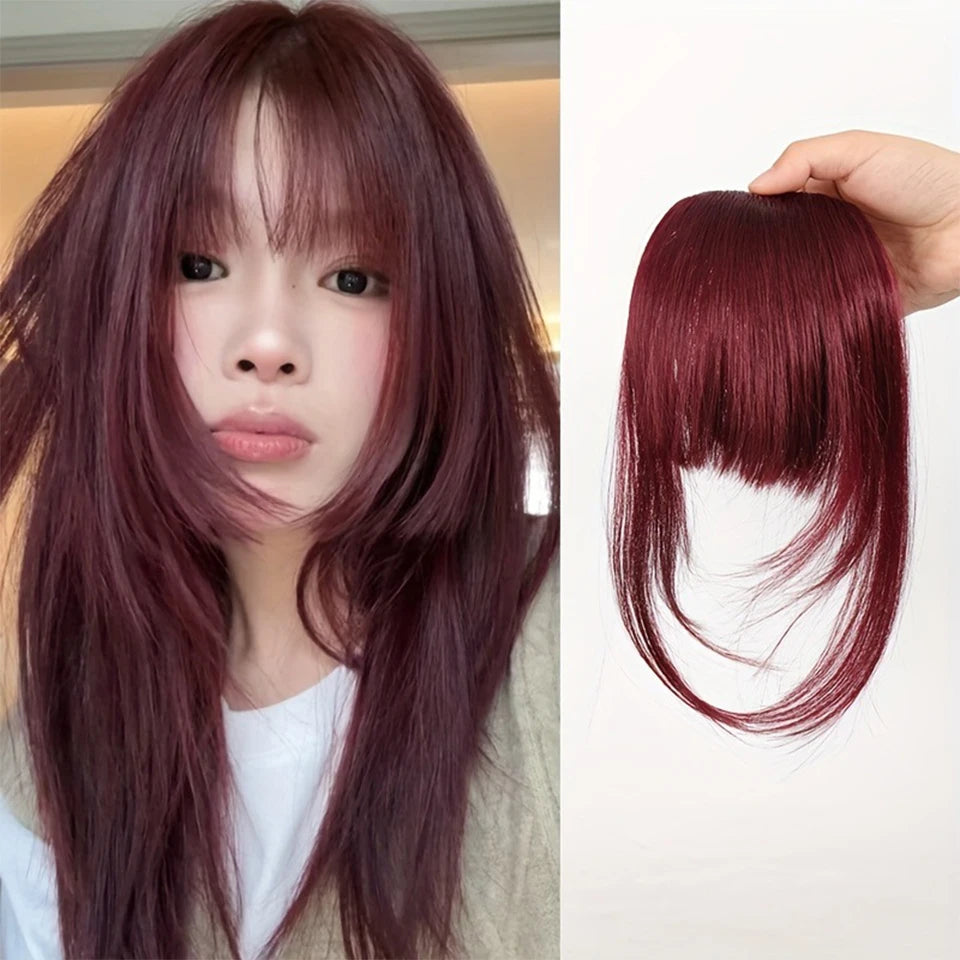Women's Straight Synthetic Wigs Hair Extensions with Layered Bangs Side-Swept Bangs Natural-Looking Wig Hairpiece for Versatile Styling
