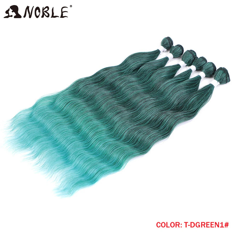 Noble Hair Wigs Water Wave Hair Bundles Synthetic Hair Extensions and Accessories Ombre Blonde Hair Weave Bundles 6Pcs/Pack 20 Inch Wig Hair Extensions