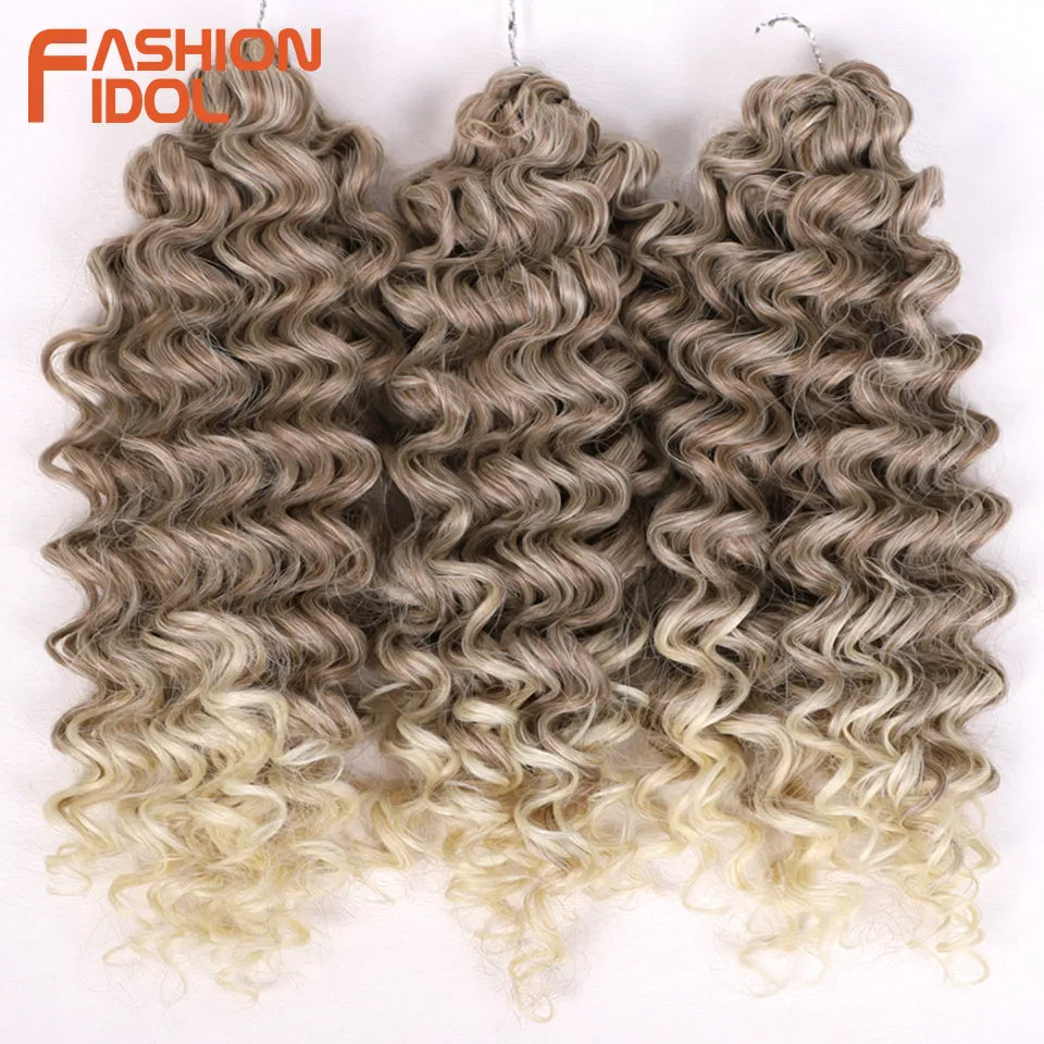 FASHION IDOL 300g 3pcs Wig Passion Twist Braiding Hair Wigs Synthetic 12 Inch Crochet Hair Ombre Blonde Afro Kinky Curly Hair Extensions and Accessories