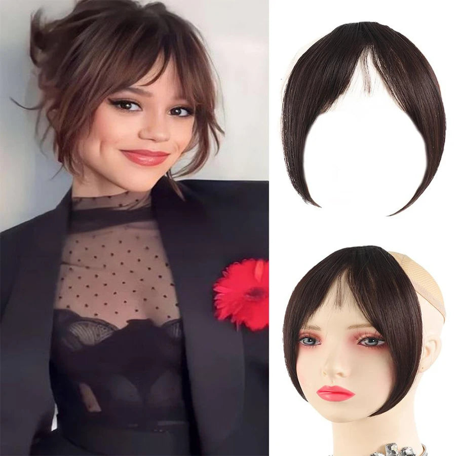 Eight Character French Bangs Wig Piece Female Synthetic BB Clip Fluffy Top Reissue Eight Character Bangs Thin Invisible Hairpins for Women Hair Wigs