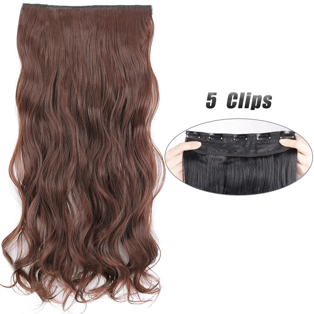 Synthetic Wig 5 Clip In Hair Accessories and Extensions Long Straight Wigs Hair Style Hairpiece Black Brown Blonde 80CM Natural Fake Hair For Women