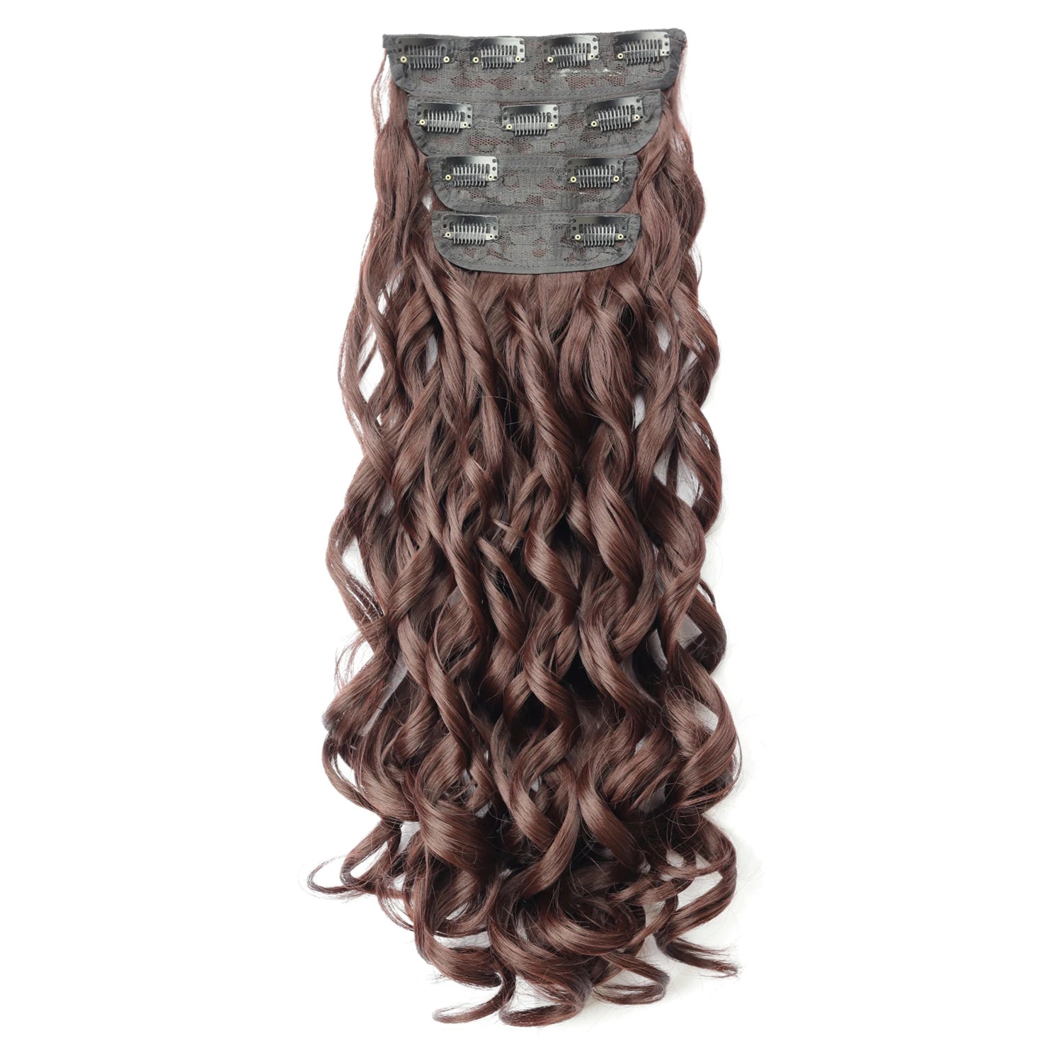 Wig 4Pcs/Set Clip In Hair Accessories and Extensions Synthetic Long Curly Wave Hair Wigs Brown Blonde Black Fake Hairpiece For Women Daily Use