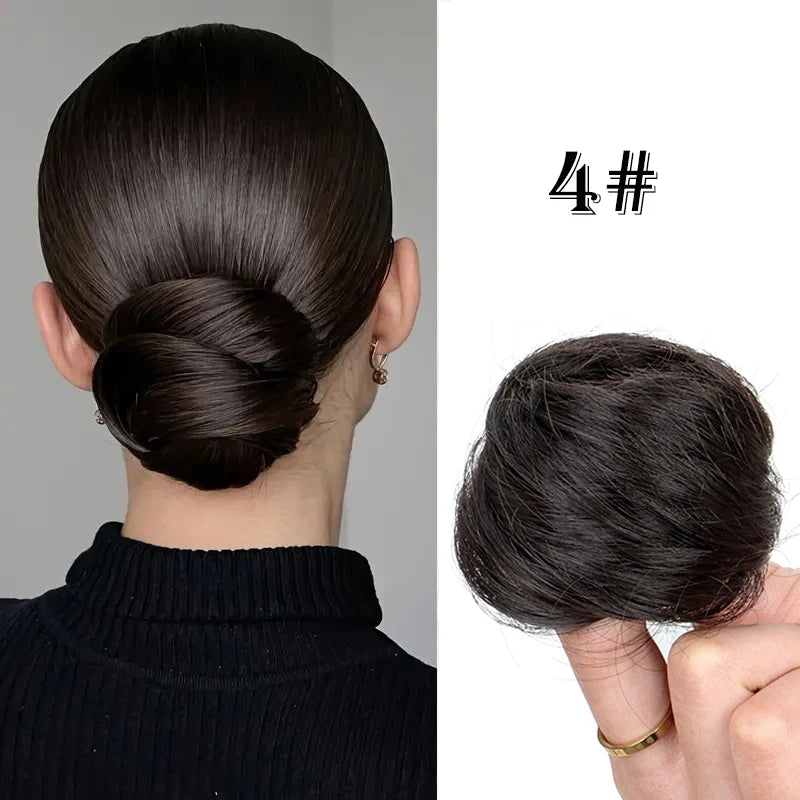 WIGSIN Synthetic Messy Dount Hair Wigs Buns Updo Chignon With Elastic Hair Extension and Accessories for Women Daily Lazy Wigs Hair Accessories
