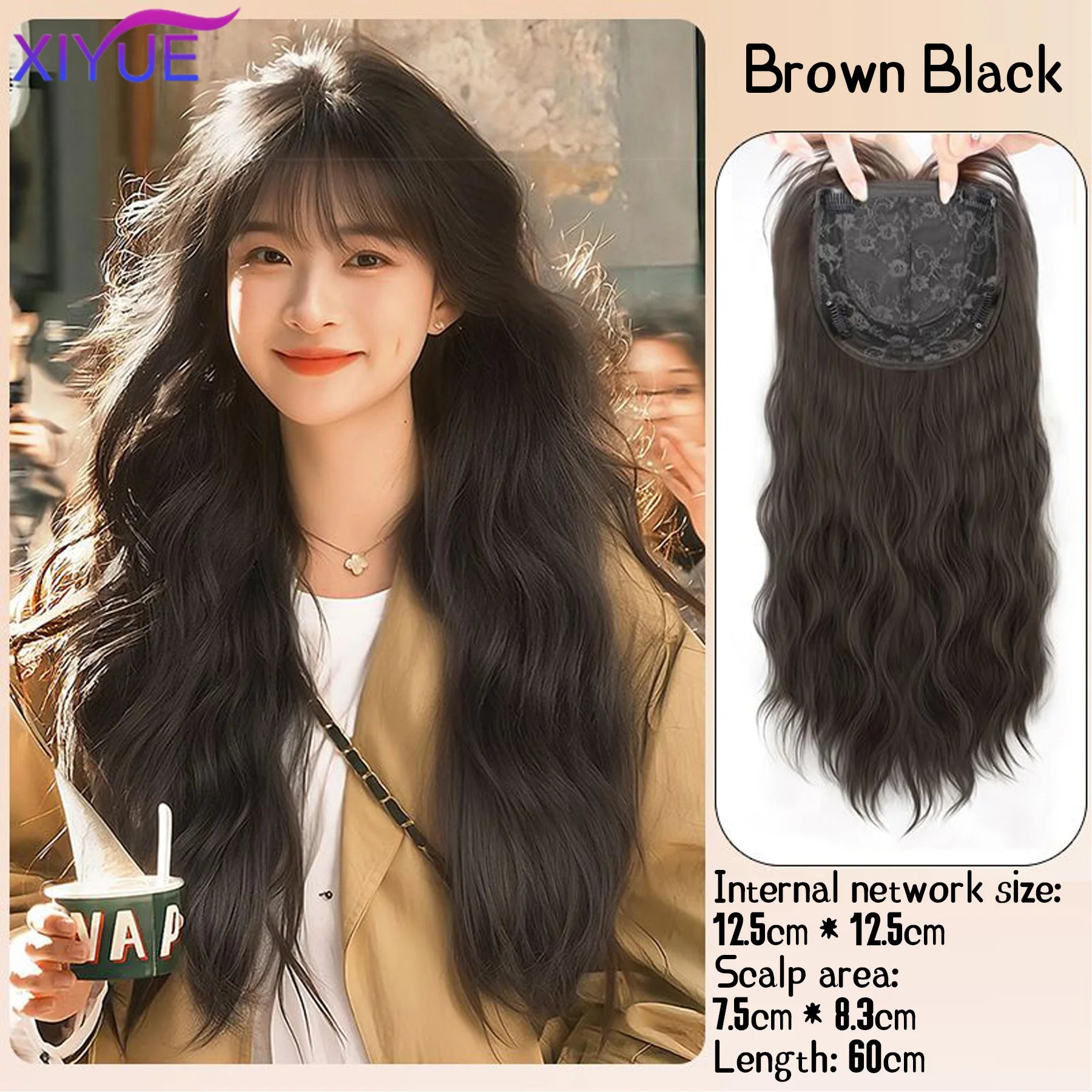 Synthetic Long Straight Layered Wigs Hair Clip in Hair Extensions and Accessories Natural Fluffy Head Top Fake Hair Piece with Bang Clip for Women Wig Daily Use