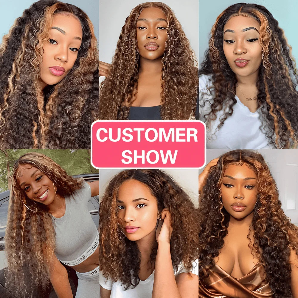 Highlight Deep Wave Wig 100%Human Hair Style Wigs 13x6/13X4 HD Lace Frontal Wig Honey Blonde 13x4 Lace Front Human Hair Wigs For Women
