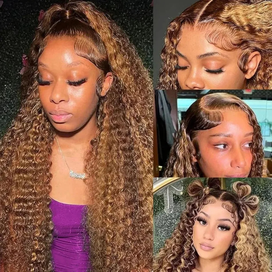 P427 Highlight Wig Human Hair Style Wigs Hd Lace Wig 13X6 Human Hair Deep Wave Frontal Wig Curly P1B30 Lace Front Hair Wigs Brazilian 250 Density