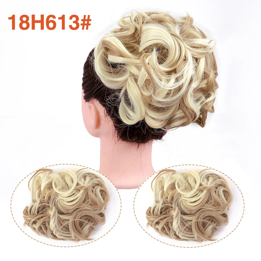 Leeons Syntheic Chignon Hair Wigs piece Curly Bun Hair Extensions and Accessories Scrunchie Updo Hair Pieces Combs In Messy Bun Hair Piece For Women Wig