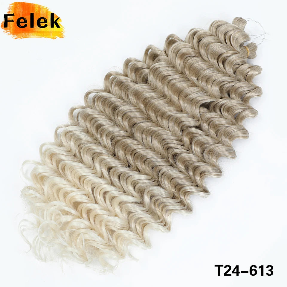 Wig Deep Wave Twist Braiding Hair Extensions and Accessories For Women High Quality Synthetic Crochet Braids Hair 24 Inch Wigs Ombre Bug Brown Afro Curls