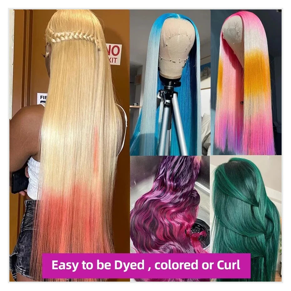13x4 13x6 360 HD Transparent 613 Honey Blonde Color Lace Front Human Hair Wigs for Women Raw Brazilian Straight Lace Frontal Wig
