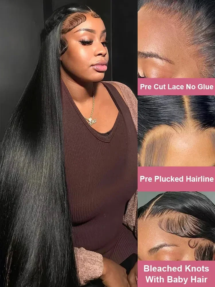 250 Density 13x6 Bone Straight Hd Lace Front Wig 40 Inch 13x4 HD Lace Frontal Human Hair Wigs For Women Brazilian