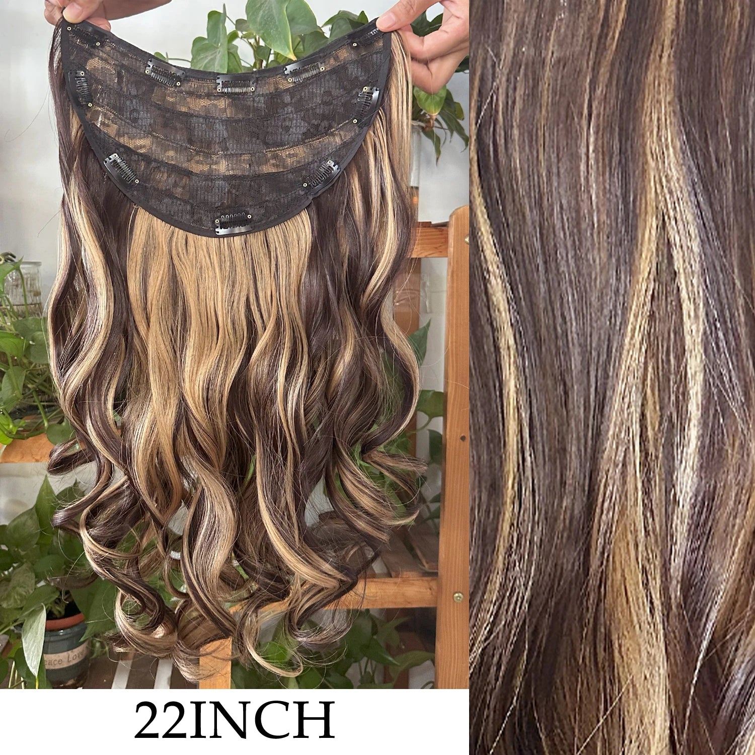 7Pcs/Set 16 Clips Wig Hair Accessories Extension Black Long Straight Natural Hair Wigs Ombre Hairpiece Heat Resistant Fiber For Women Hair Style