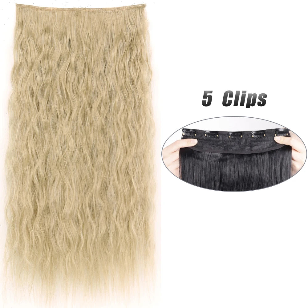 Synthetic Wig 5 Clip In Hair Accessories and Extensions Long Straight Wigs Hair Style Hairpiece Black Brown Blonde 80CM Natural Fake Hair For Women